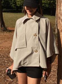 Livesso Chaqueta suelta de unicolor con cuello para mujer, para uso casual al aire libre en primavera/verano