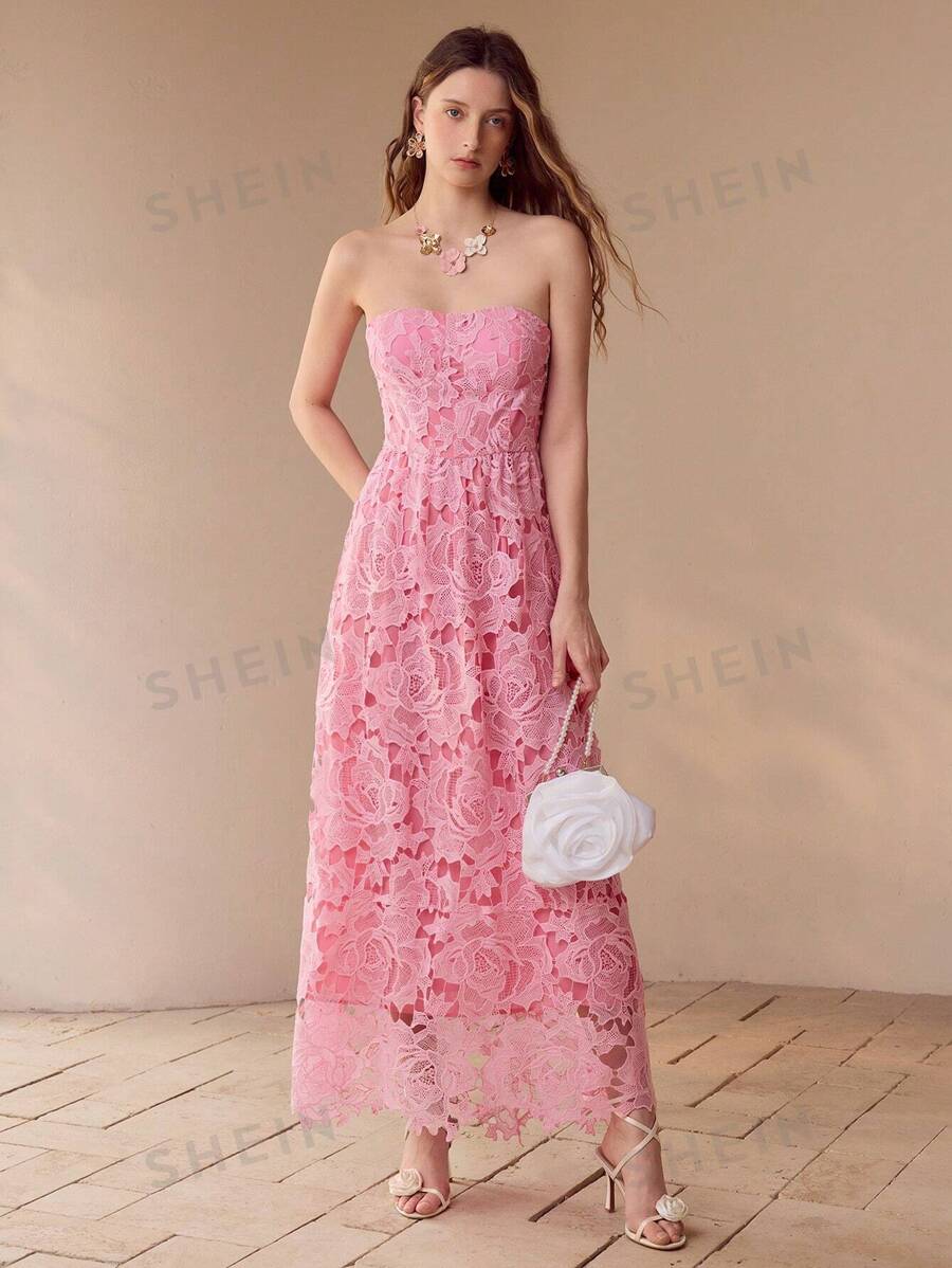 MOTF PREMIUM VESTIDO TUBO DE ENCAJE GUIPUR
