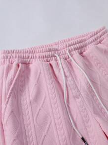 Manfinity Homme 男士度假休闲风，INS搭配时尚短袖衬衫和短裤套装，夏威夷海滩度假、音乐节和日常装扮，送给男朋友或老公的礼物。舒适的服装 - 淺粉色 - 查看 4