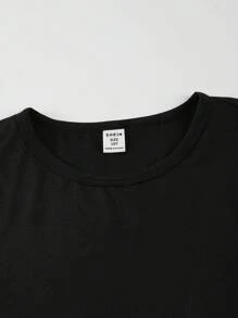 Set de 3 camisetas de cuello redondo con estampado grande en la espalda, de ajuste holgado y moda cómoda para niños preadolescentes - Multicolor - Ver 3