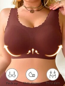 Plus Size Adhesive Wire-Free Bra For Women - Brown - View 1