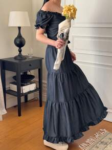 DAZY 2 peças/conjunto feminino casual estilo coreano babado bainha cor sólida roupa