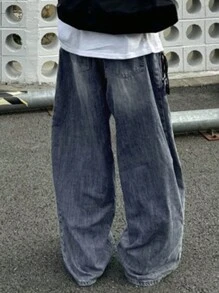 DAZY 男士休闲水洗宽松高腰牛仔裤