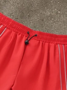 Manfinity Hypemode Men's Drawstring Waist Striped Cargo Loose Casual Pants - Red - View 3