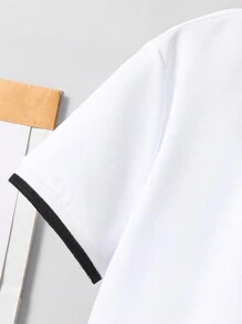 SHEIN Leap Crew 2pcs/Set Tween Boy Summer Casual Short Sleeve T-Shirt And Shorts Set - White - View 3