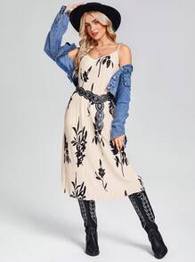 SHEIN LUNE Damskie Mini Sukienki Westernowe Ubrania Westernowe Dla Kobiet Country Koncert Strój Mardi Gras Wielkanoc Sukienka Kobiety Western Ubrania Kobiety - Morela - Zobacz 2