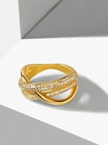 MOTF PREMIUM Anillo cerrado enchapado en oro de 18K con circonitas - Amarillo Oro - Ver 4