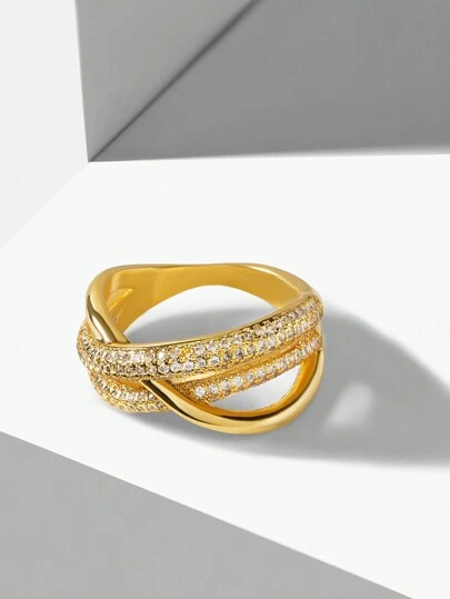 18K GOLD PLATED ZIRCONIA CLOSED RING｜Motf