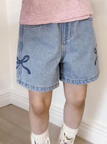 Dazy Kids Pantalones cortos de mezclilla para niña joven