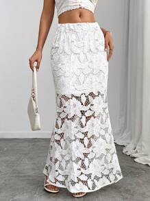 Chiquease Elegant & Versatile Lace Embroidery Decorated Women's Skirt