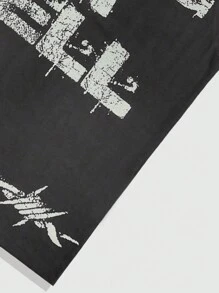 ROMWE MEN Street Life 男士时尚眼睛图案和字母印花背心 - 灰色 - 查看 3