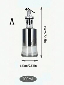 1 件不锈钢油瓶，带玻璃容器、油醋酱分配器、秤和夹子设计，适用于控油、家庭和厨房使用 - 彩色 - 查看 2