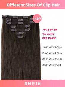 7PCS Straight Clip In Hair Extensions 100% Real Human Hair 14-24 Inch 115G Double Weft Invisible Clip Hair Extensions Remy Natural Human Hair For Women Girls Daily Use - S2A - View 3