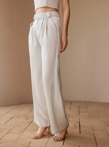 MOTF PRESS CREASE WIDE LEG SUIT PANTS - Khaki - View 5