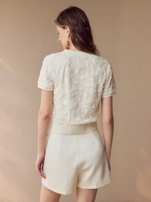 MOTF 花卉图案前排纽扣衬衫 - 米色 - 查看 6