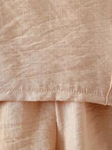 SHEIN 2pcs Baby Boy Apricot Shirt And Shorts Set, Soft And Comfortable Fabric, Casual Daily Wear, Suitable For Daily Life, Vacation, Travel, School, Daily Gatherings, Spring/Summer Outfits - Khaki - View 6