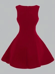 SHEIN Girlism Vestido elegante mini para fiesta y Día de San Valentín con decoración de lazo en tono bicolor para adolescentes - Rojo - Ver 2