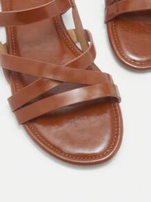 CUCCOO CURVES Sandalias planas de gran tamaño y ancho para mujer, de múltiples correas en estilo romano bohemio para playa y uso casual, con decoración de perlas