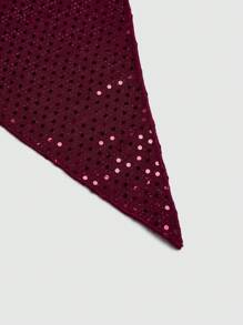 Flirla 大码亮片露背吊带背心上衣和高腰褶皱紧身裙 2 件套，性感夜店派对必备 - 酒紅色 - 查看 10