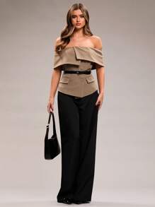 SHEIN BAE Damen Mode Off-Shoulder einfarbige Business Blazer für Herbst/Winter
