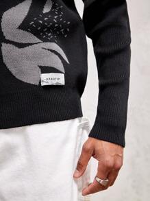 AKNOTIC Business Casual Men's Fitted Crew Neck Long Sleeve Casual Knit Sweater