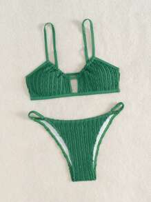 Vivid Eden 1 conjunto Top y Bottom de Bikini con tirantes finos de un solo color para mujeres, para verano y vacaciones en la playa