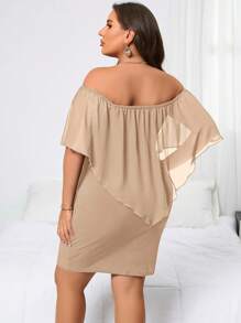 SHEIN Clasi Vestido hombros descubiertos de unicolor talla grande, sencillo y de moda para uso diario casual