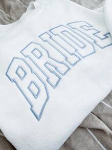 INAWLY Women Sweatshirt Bride Sweatshirt, Personalized Bride Sweatshirt, Embroidered Sweatshirt, Embroidered Bridal Shower Gifts, Holiday T-Shirts, Fashion Now, Fashion Tee Tops,Graduation,Teacher,Back To School Pullover Fall - White - View 4