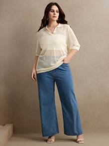 Anewsta 大码女式宽松透明镂空针织套头衫，浪漫休闲海滩装、春夏装