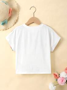 SHEIN تي شيرت فضفاض مطبوع بزهور مكشكش في الأطراف للفتيات المراهقات
