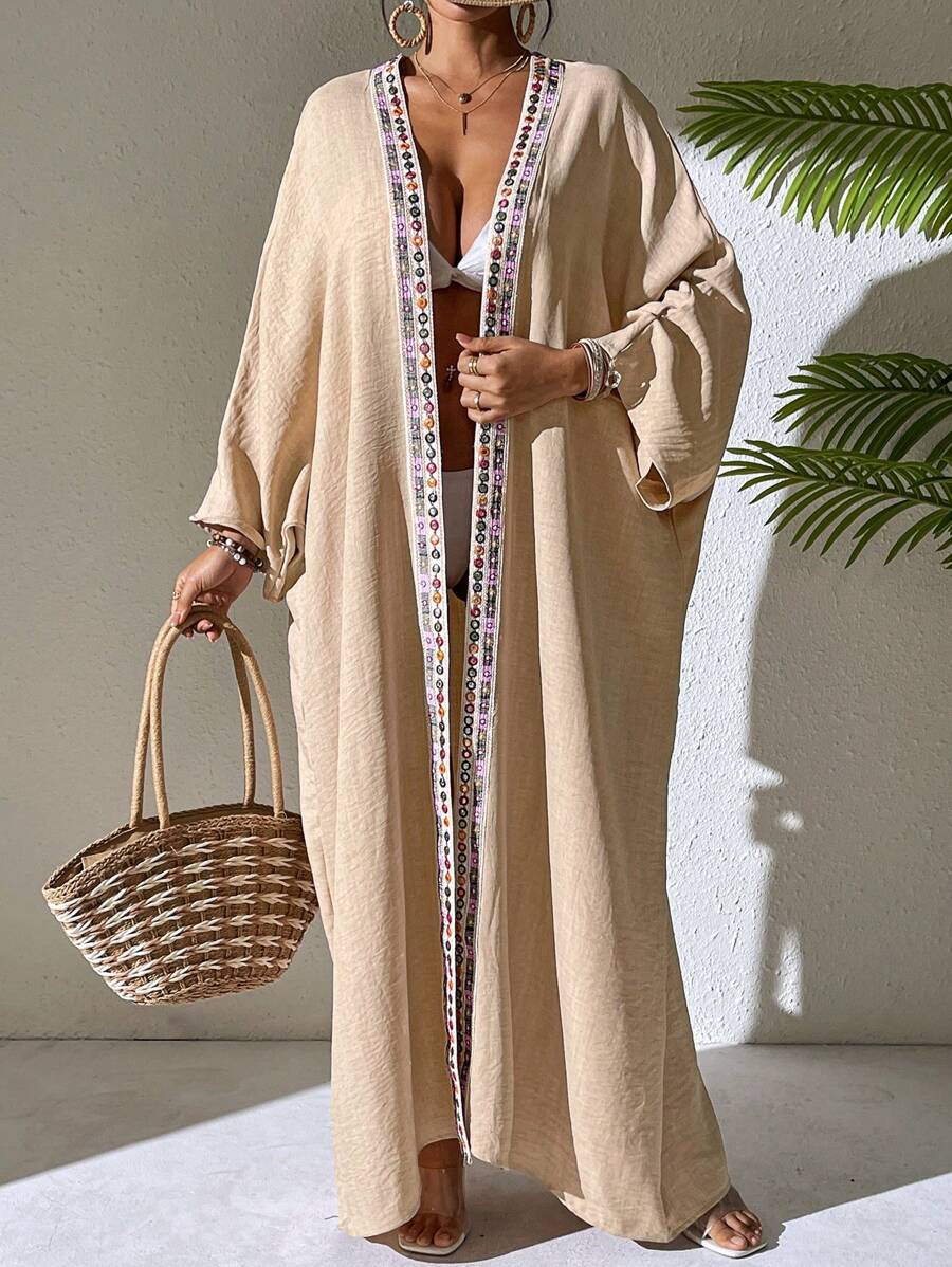 SHEIN Swim 女士宽松长款和服罩衫