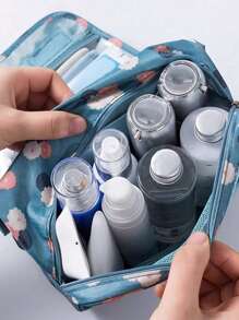 1 pieza Bolsa de aseo de viaje impermeable y grande con gancho (varios colores disponibles), bolso plegable, organizador de maquillaje de gran capacidad para maquillaje, cosméticos, afeitadoras y artículos de cuidado personal como lápiz labial, pinceles, cuidado de la piel, teléfono móvil, monedas, artículos pequeños, para el hogar, regalo, vacaciones, uso multifuncional, estilo bohemio