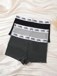 EasyFave 3pcs Set Women's Minimalist Letter Waistband Briefs
