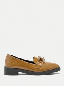 CUCCOO CURVES Sepatu Oxford Wanita Ukuran Besar, Lebar, Pas, Sol Tebal, Ujung Datar, Ujung Lancip, Warna Hitam Polos, Bagian Depan Dalam, Bertali - Unta - View 9