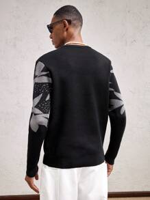 AKNOTIC Business Casual Men's Fitted Crew Neck Long Sleeve Casual Knit Sweater