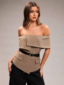 SHEIN BAE Damen Mode Off-Shoulder einfarbige Business Blazer für Herbst/Winter