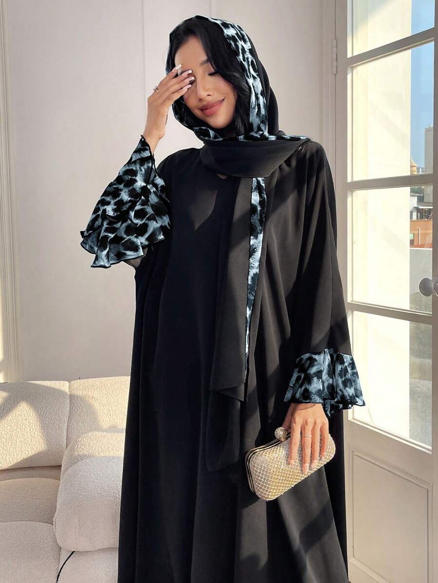 Al Najma Women's Leopard Print Patchwork Long Sleeve Casual Loose ...