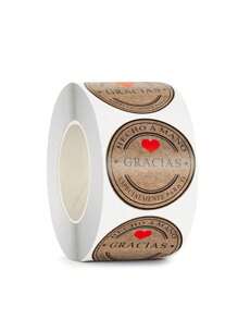 SHEIN 500 张/卷天然牛皮纸橄榄枝形手工爱心贴纸适用于节日烘焙装饰、情人节 - 棕色 - 查看 4