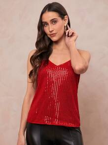 Amorya Women's Sparkly Party Tank Top