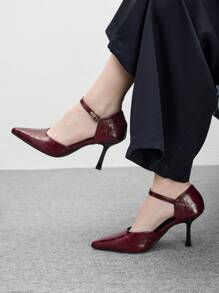 CUCCOO BIZCHIC Women's 2024 New Pointed Toe Thin Strappy Flat Sandals, Stylish And Simple Design, Comfortable To Wear, Suitable For Dresses And High Heels, Spring/Autumn 2024 - Burgundy - View 1