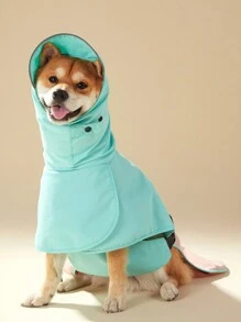 PETSIN 1 buah Jas Hujan Hewan Peliharaan, Blok Warna Hijau Mint & Merah Muda, Berkerudung, Kerah Tinggi, Pinggiran Reflektif, Tahan Angin, Gesper yang Dapat Diatur, Tahan Air, Cocok Untuk Anjing - MultiWarna - View 2