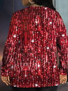 Maweii Maglietta casual casual da donna oversize con stampa casuale a paillettes, manica lunga