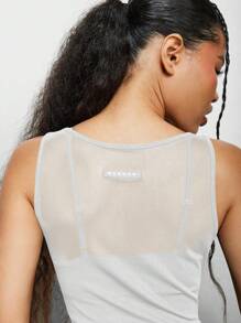 SUMWON WOMEN Sleeveless Mesh Panel Racerback Tank Top Workout Yoga Basic Slim Fit Summer Layering Cami