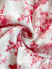 Soleia 花卉印花泡泡袖方领女式休闲度假连衣裙，适合春季