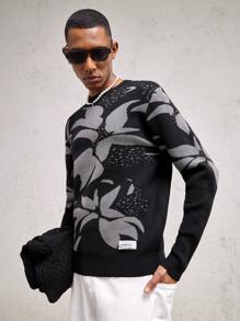 AKNOTIC Business Casual Men's Fitted Crew Neck Long Sleeve Casual Knit Sweater