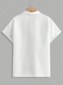 Manfinity VCAY Camisa de manga corta holgada de vestir casual tejida para hombre