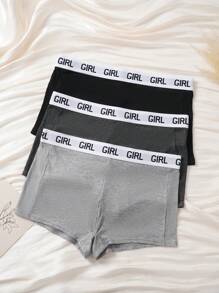 EasyFave 3pcs Set Women's Minimalist Letter Waistband Briefs