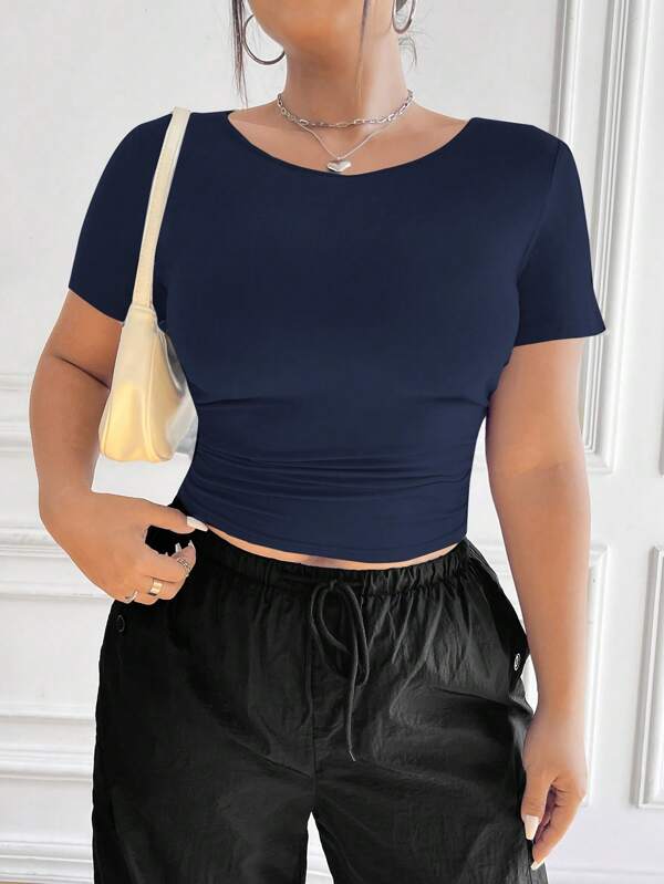 SHEIN EZwear Tricou cu talie elastică, mărime mare, talie măgulitoare