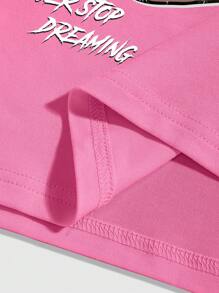 ROMWE MEN Street Life Set de 2 piezas de pantalón corto y top de cuello redondo con estampado gráfico para hombre