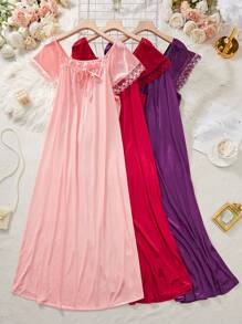 SHEIN 3 件套加大码纯色睡袍 - 彩色 - 查看 6